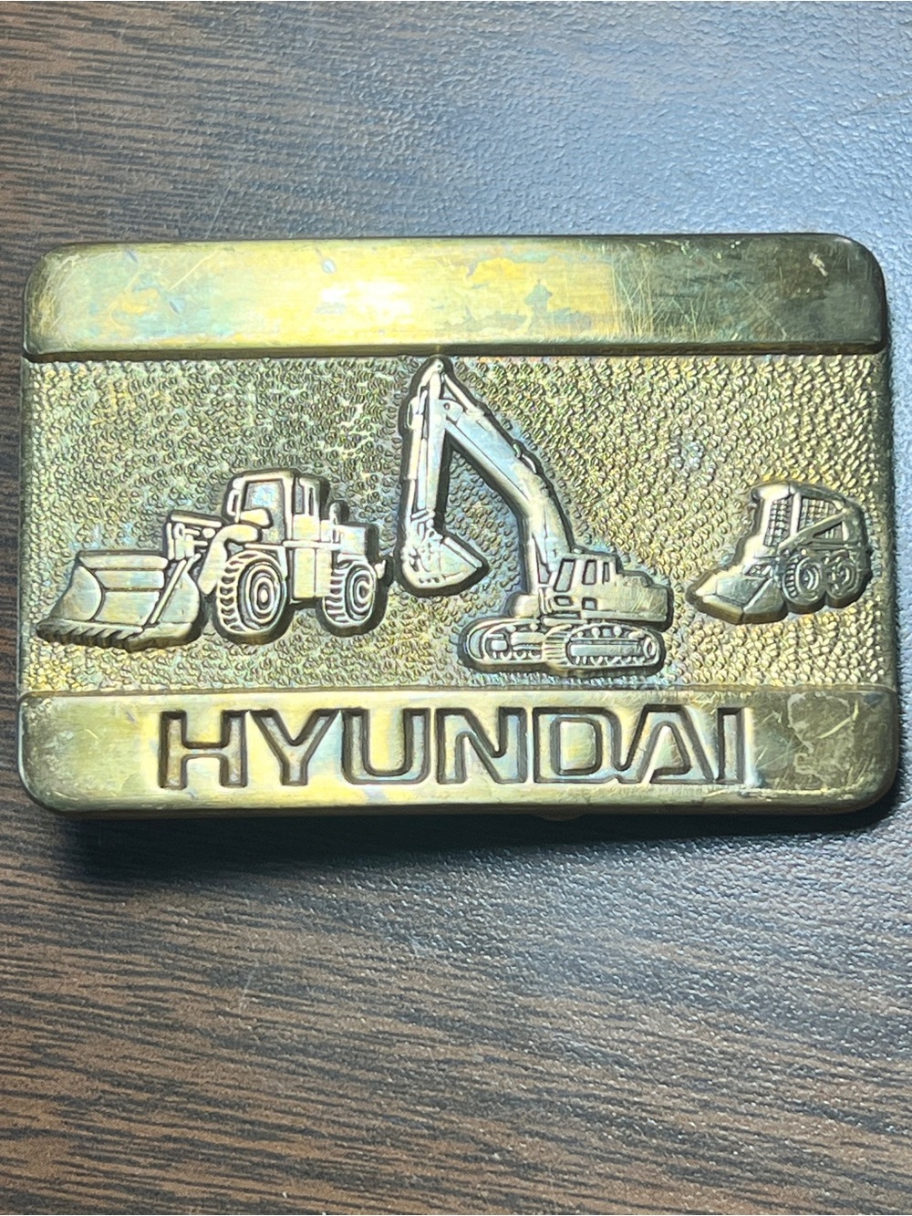 Vintage 70s Hyundai Heavy Machinery Brass Belt Buckle